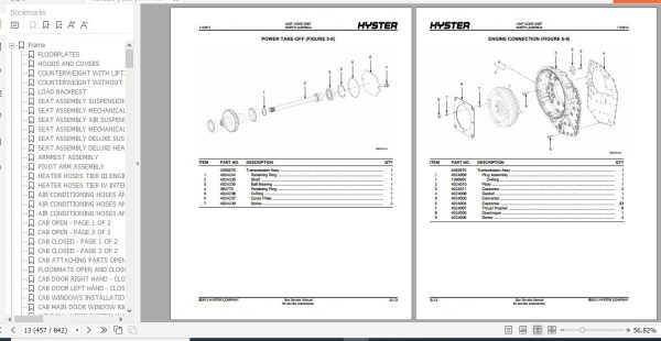 Hyster Forklift Truck K007 H190HD2 H210HD2 H230HD2 H230HDS2 H250HD2 H280HD2 Parts Manual 4059538 3