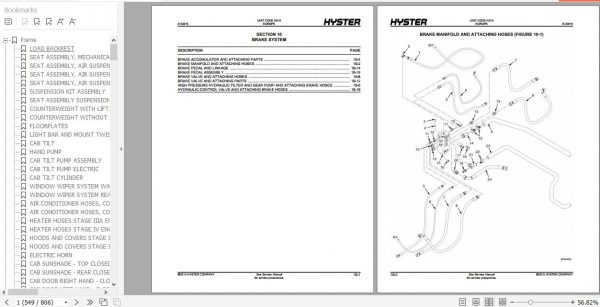 Hyster Forklift Truck K019 H13XM 6 H14XM 6 H16XM 6 H10XM 12 H6XM 12EC H7XM 12EC Europe Parts Manual 4145073 2