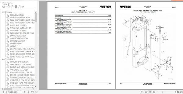 Hyster Forklift Truck L005 H3.50 5.50XM H4.00XM 6 H4.00XMS 6 Europe Parts Manual 1560145 3