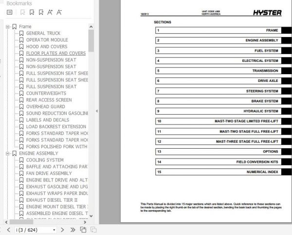 Hyster Forklift Truck L005 H70XM H120XM Parts Manual 1560144 2