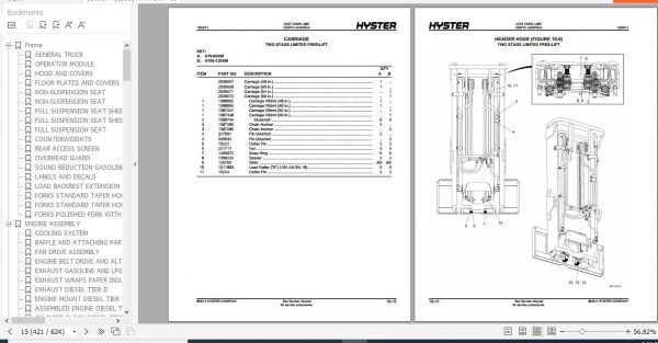 Hyster Forklift Truck L005 H70XM H120XM Parts Manual 1560144 3