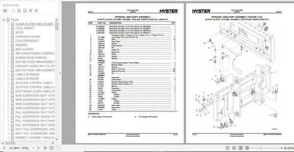 Hyster Forklift Truck P005 H4.0FT5 H4.0FT6 H4.5FTS5 H4.5FT6 H5.0FT H5.5FT Europe Parts Manual 1698694 3