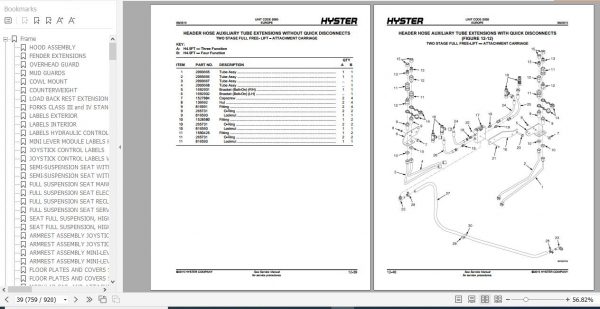 Hyster Forklift Truck S005 S005 H4.0FT5 H4.0FT6 H4.5FTS5 H4.5FT6 H5.0FT H5.5FT Europe Parts Manual 4069389 3