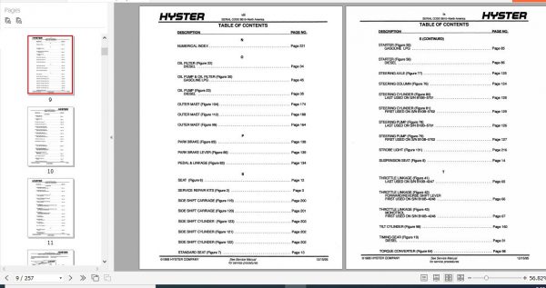 Hyster Forklift Truck Spacesaver B010 S25 30 35XL S1.25 1.50 1.75XL Parts Manual 599978 2