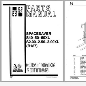 Hyster Forklift Truck Spacesaver B187 S40 50 60XL S2.00 2.50 3.00XL Parts Manual 852613 1