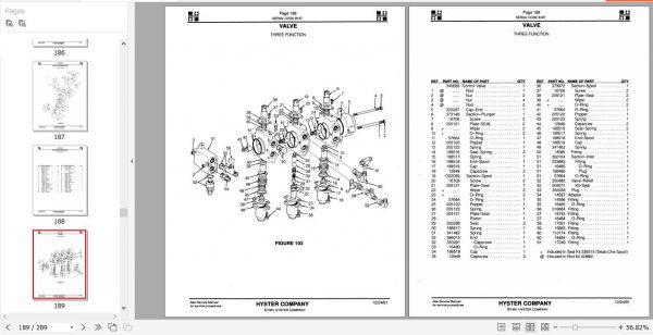 Hyster Forklift Truck Spacesaver B187 S40 50 60XL S2.00 2.50 3.00XL Parts Manual 852613 3