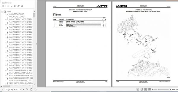 Hyster Forklift Truck U005 H80 H90 H100 H110 H120FT Parts Manual 4128542 3