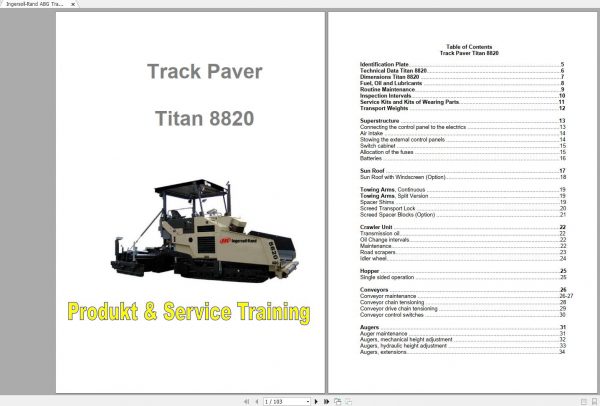 Ingersoll Rand ABG Track Paver Titan 8820 Product Service Training 1