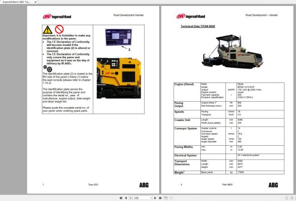 Ingersoll Rand ABG Track Paver Titan 8820 Product Service Training 2