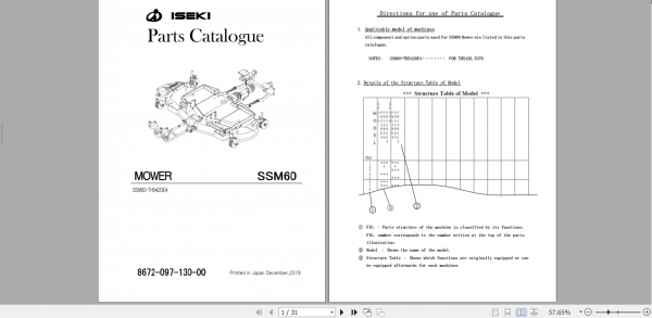 Iseki Agricultural 3.09 GB Parts Manual Operator Manual CD 7