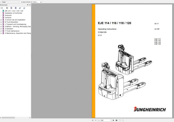 Jungheinrich Forklift 5.8GB Operating Manuals PDF EN Updated 07.2021 5