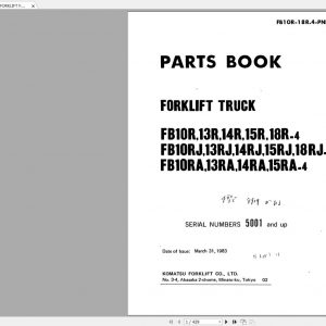 KOMATSU FORKLIFT FB10 18 4 FB10 18RJ 4 FB10 15RA 4 PART MANUAL 1