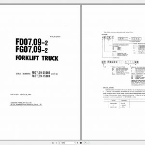 KOMATSU FORKLIFT FD07 09 2 FG07 09 2 PART MANUAL FD0709.2 PNE1 1