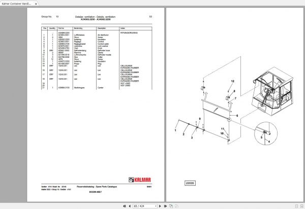 Kalmar Container Handlers DCE90 45E7 T34111.0744 T34111.0746 Parts Catalog ENDE 2