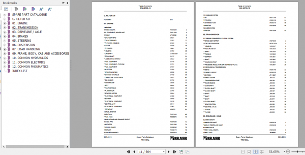 Kalmar Termial Tractor TR618i AL Spare Part Catalogue 49709 10 2013 2