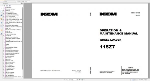 Kawasaki KCM Wheel Loader 18.5GB PDF 2021 Service Manual Part Manual and Operation Maintenance Manual 2