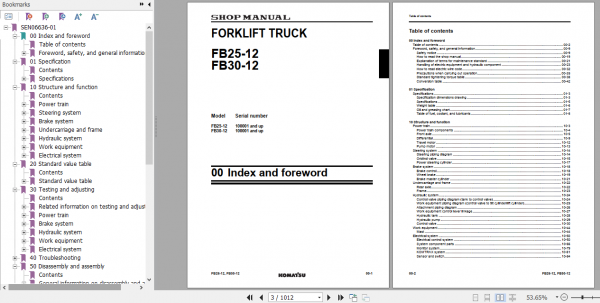 Komatsu Forklift FB25 12 FB30 12 100001 and up Shop Manual SEN06636 01 2