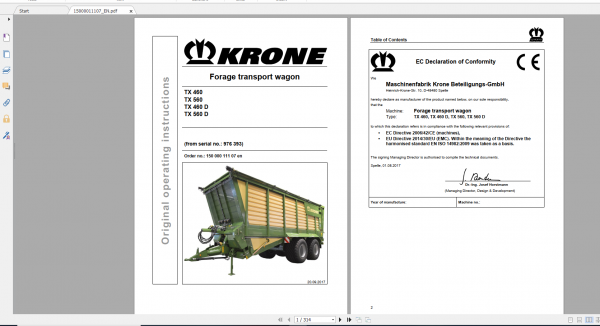 Krone Agricutural 16.7Gb All Model Opearation Manual Updated 06.2021 English Version 10
