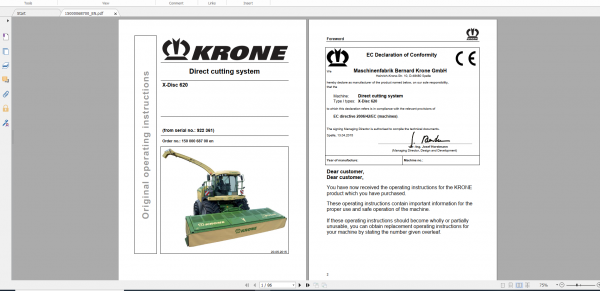 Krone Agricutural 16.7Gb All Model Opearation Manual Updated 06.2021 English Version 4