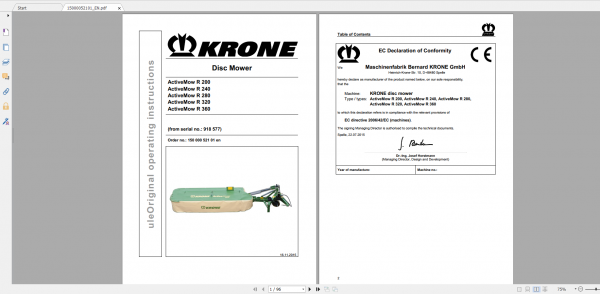 Krone Agricutural 16.7Gb All Model Opearation Manual Updated 06.2021 English Version 5