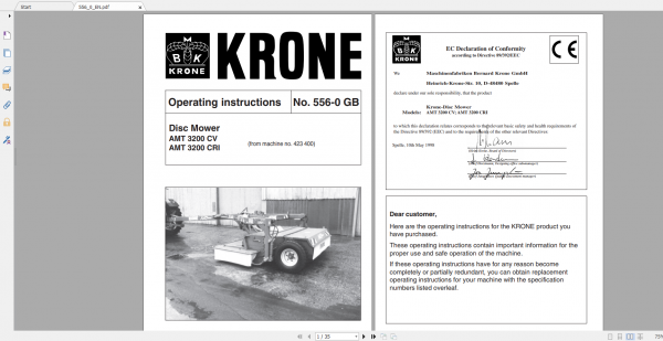 Krone Agricutural 16.7Gb All Model Opearation Manual Updated 06.2021 English Version 7