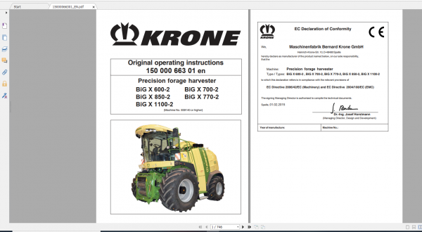 Krone Agricutural 16.7Gb All Model Opearation Manual Updated 06.2021 English Version 9