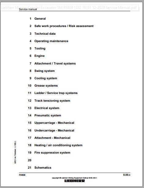 Liebherr Mining Crawler Excavator R9800 1282 18181 12 2020 Service Manual 2