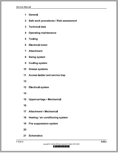 Liebherr Mining Poontoon Excavator P9250E 1693 25312 12 2020 Service Manual 2