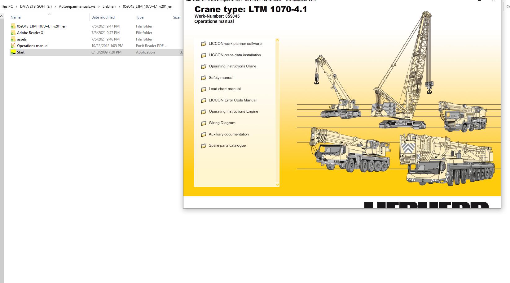 Liebherr Mobile Crane LTM 1070 4.1 Shop Manual DVD EN Language 1