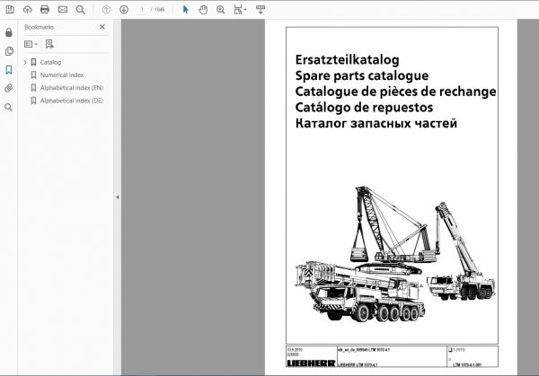 Liebherr Mobile Crane LTM 1070 4.1 Shop Manual DVD EN Language 11