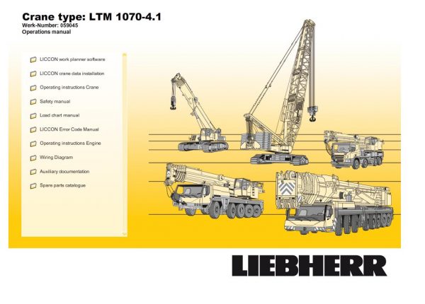Liebherr Mobile Crane LTM 1070 4.1 Shop Manual DVD EN Language 2
