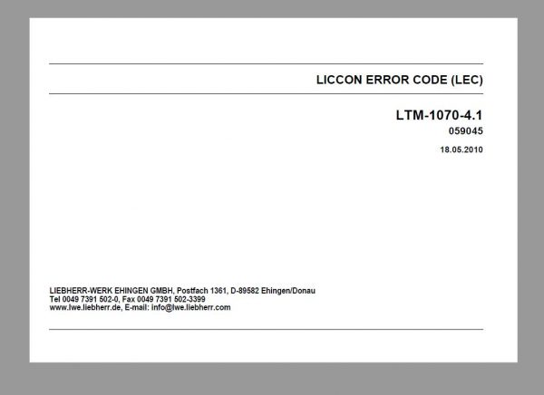 Liebherr Mobile Crane LTM 1070 4.1 Shop Manual DVD EN Language 5
