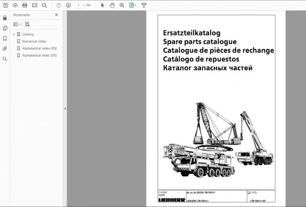 Liebherr Mobile Crane LTM 1090 4.1 Shop Manual DVD FR Language 2