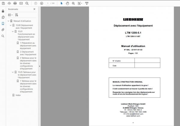 Liebherr Mobile Crane LTM 1200 5.1 Shop Manual DVD FR Language 9