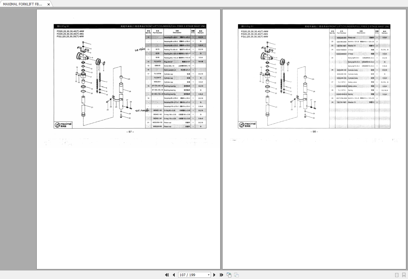 MAXIMAL FORKLIFT FB2035 Parts Manual EN+ZH