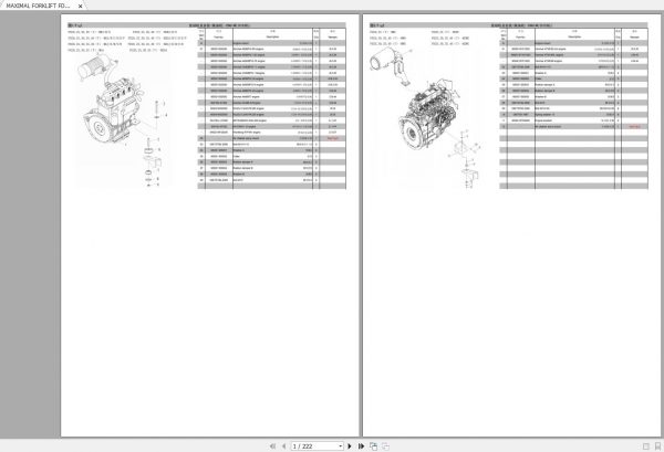 MAXIMAL FORKLIFT FD DG20 40 Parts Manual ENZH 1