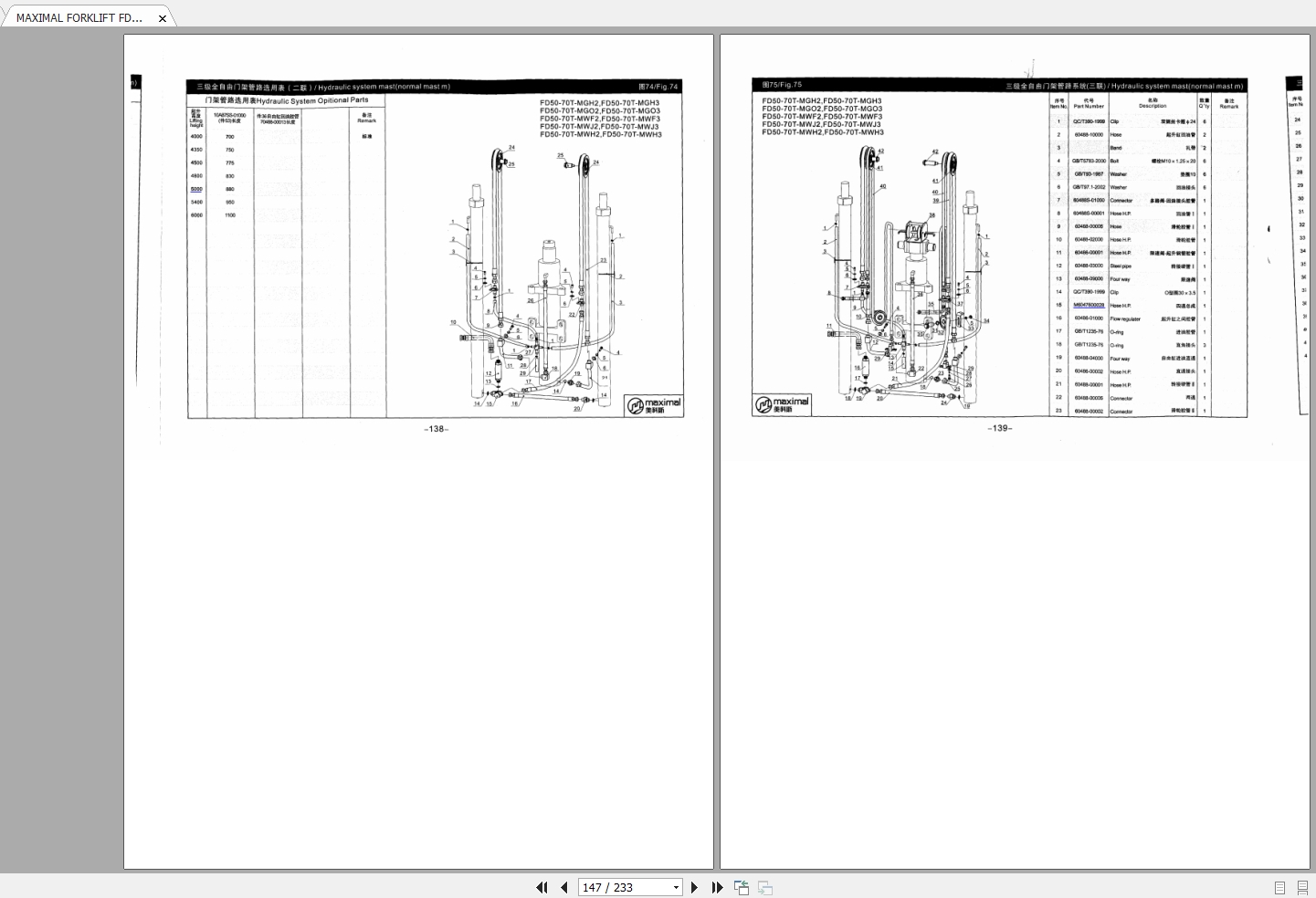 MAXIMAL FORKLIFT FD50100 Parts Manual EN+ZH