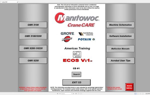Manitowoc Crane Care Americas Training ECOS V 1 CD 1