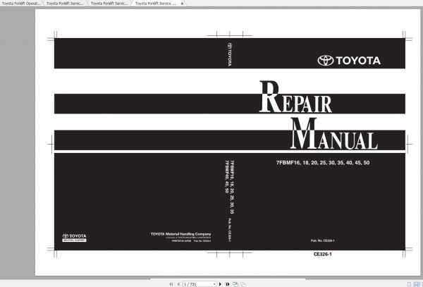 Toyota Forklift 7FBMF16 7FBNF50 Service Manual EN DE 1