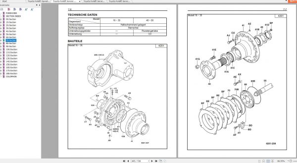 Toyota Forklift 7FBMF16 7FBNF50 Service Manual EN DE 3
