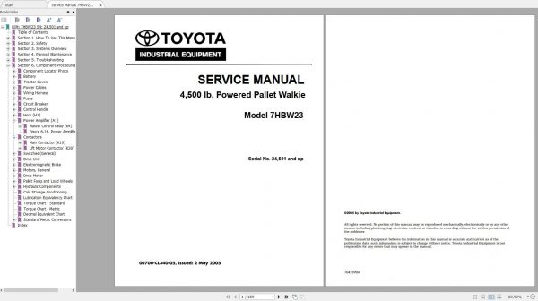 Toyota Forklift 7HBW30 7HBE30 40 7HBC30 40 7TB50 Service Part Manual 2