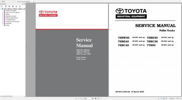 Toyota Forklift 7HBW30 7HBE30 40 7HBC30 40 7TB50 Service Part Manual 3