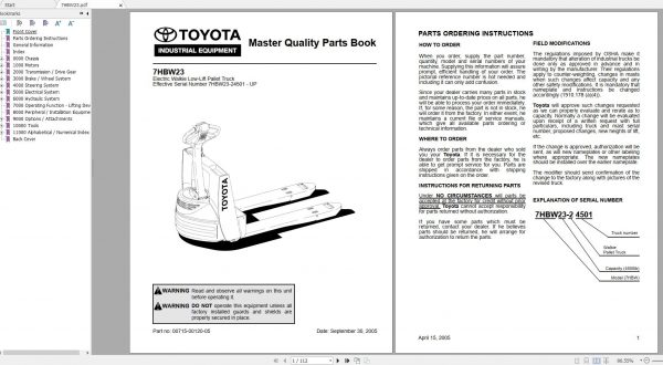 Toyota Forklift 7HBW30 7HBE30 40 7HBC30 40 7TB50 Service Part Manual 5