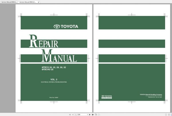 Toyota Forklift 8FBCU20 32 8FBCHU25 Vol12 Service Manual 0