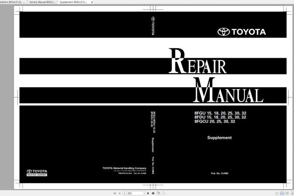 Toyota Forklift 8FGU15 32 8FDU15 32 8FGCU15 32 Service Manual 1