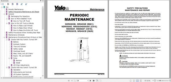 Yale Claas 2 Electric Motor Narrow Aisle Trucks D829 NDR030CB NR045CB Service Manual 5