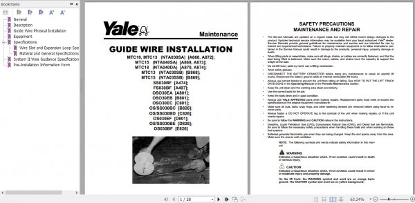 Yale Class 2 Electric Motor Narrow Aisle Trucks A497 FS030BF Service Manual 1