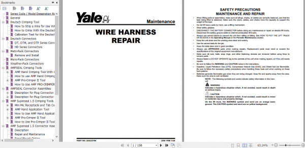 Yale Class 2 Electric Motor Narrow Aisle Trucks B295 NDR030DB NR040DB NR035DB Service Manual 2