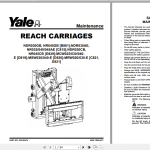 Yale Class 2 Electric Motor Narrow Aisle Trucks B861 NDR030GB NR045GB Service Manual 2