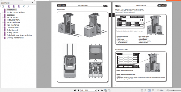 Yale Class 2 Electric Motor Narrow Aisle Trucks B865 MO10 MO10S MO10S WP Service Manual 2